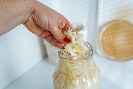 sauerkraut cooking at homeの写真素材