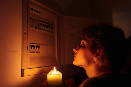 Electric meter failure. Blackout, no electricityの写真素材