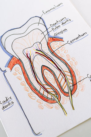 tooth cut anatomy layout outline illustrationの写真素材