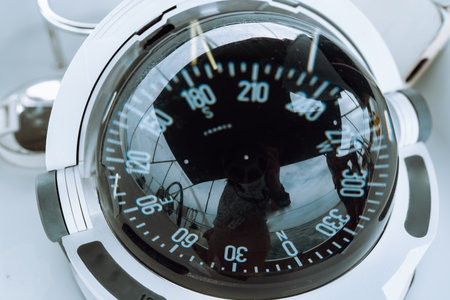 compass on yachtの写真素材