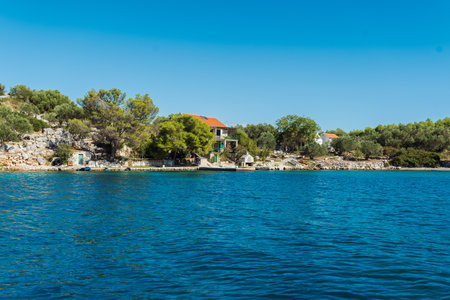 a sea lagoon with turquoise waterの写真素材