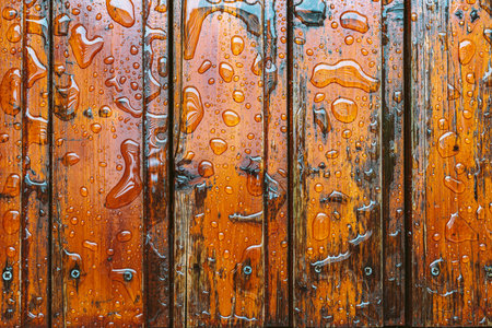 texture wooden boards with water dropsの写真素材