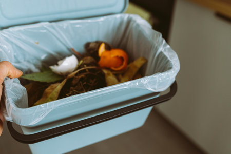 plastic trash bin with food waste kitchenの写真素材