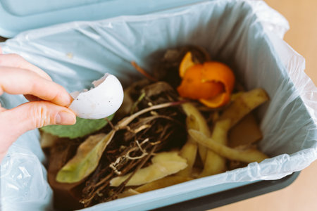 plastic trash bin with food waste kitchenの写真素材