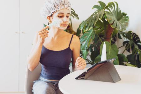 facial skin care at homeの写真素材