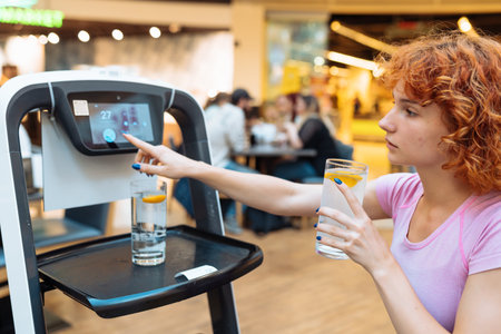 robot waiter delivered drinks to the table