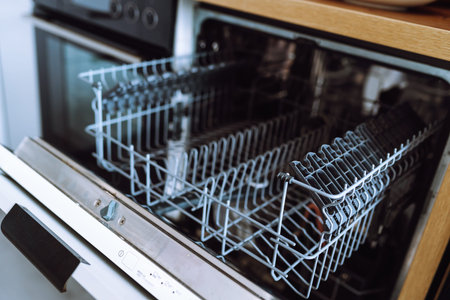 open dishwasher without dishes