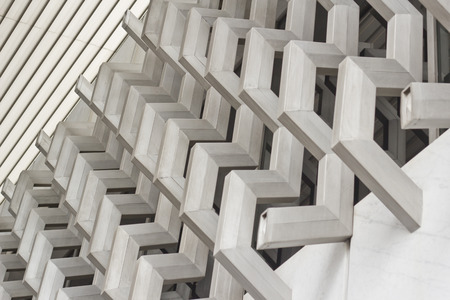 Architectural detail of the brise soleil that covers the facade of a buildingの写真素材