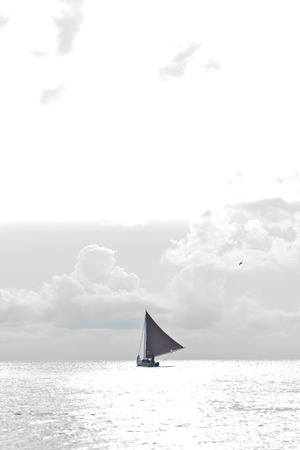 Vessel crossing the Caribbean horizonの写真素材