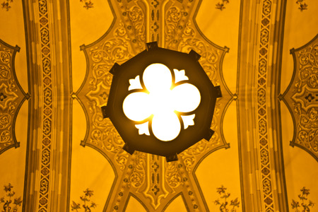 Close up on the ceiling of a Catholic Church in Curitiba, Brazilのeditorial素材