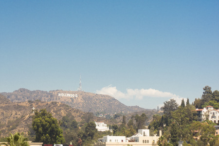 LOS ANGELES - SEPTEMBER 6, 2014: The Hollywood Sign, the world famous landmark. September 6, 2014 in Los Angelesのeditorial素材