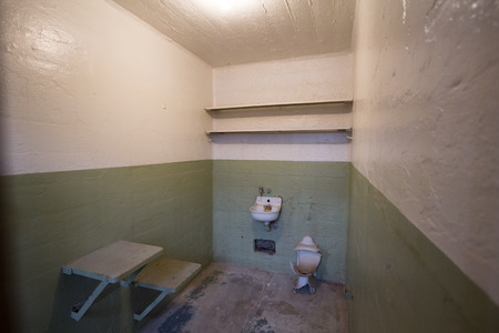 Inside a cell in former Alcatraz Penitentiary