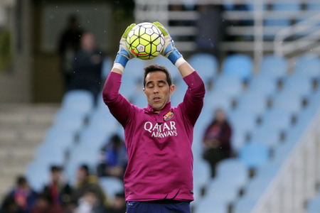 SAN SEBASTIAN, SPAIN - April 6, 2016 Carlos Brav.o Barcelona in action During the La Liga match espagolde Real Sociedad - FC Barcelona at Anoeta Stadiumのeditorial素材