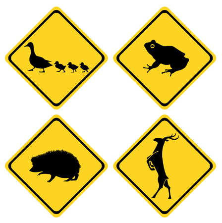 warning road sign animals setのイラスト素材