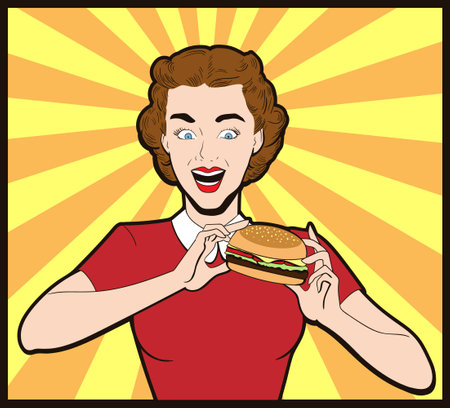 woman hamburgerのイラスト素材