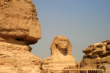 Sphinx behind some rocksの写真素材