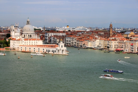 church in the canals of Veniceの写真素材