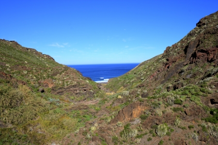 volanico valley with the sea in the backgroundの写真素材