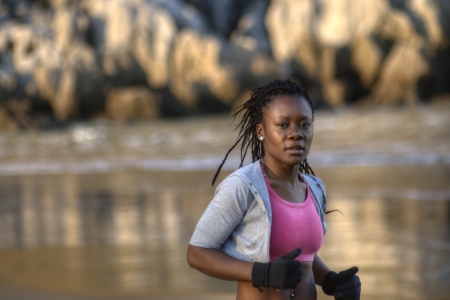 black woman runningの写真素材