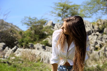 model posing in natureの写真素材