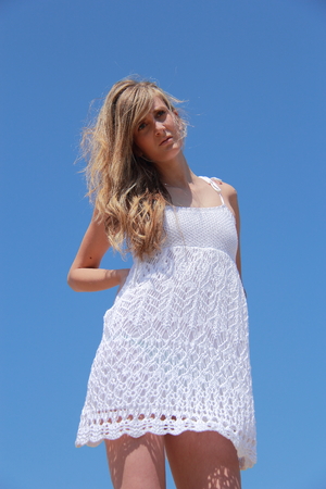 pretty girl posing in desertの写真素材