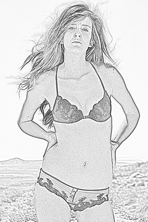 pretty girl posing in natureの写真素材