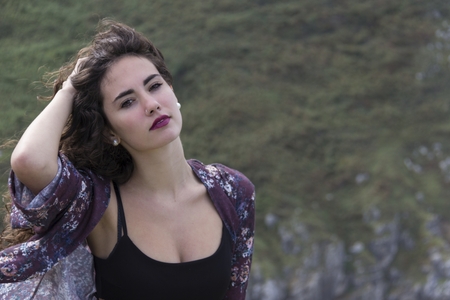 pretty girl posing in the coastの写真素材