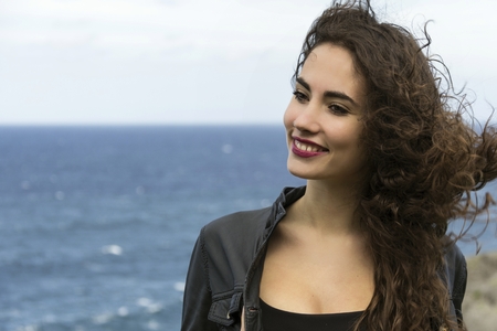 pretty girl posing in the coastの写真素材