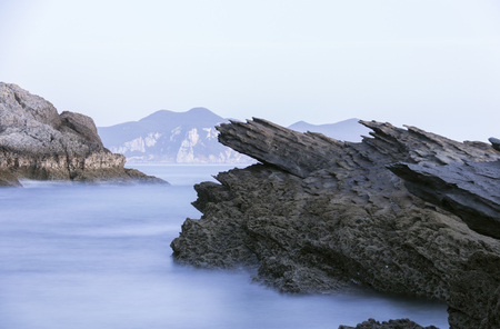 landscape of the coast at nightの写真素材