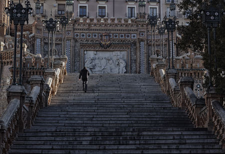 stairs in the city of teruelの写真素材