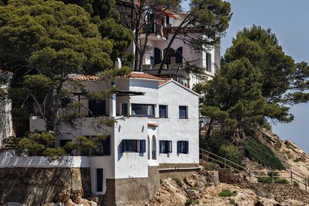 street view of a town in spainの写真素材