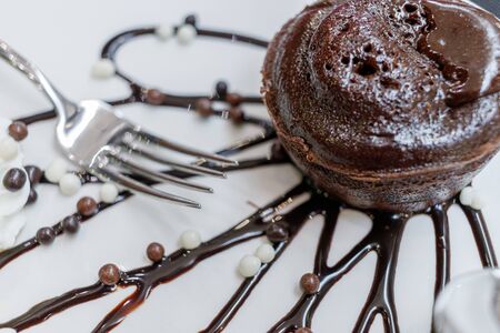 chocolate cake in a beauty dish