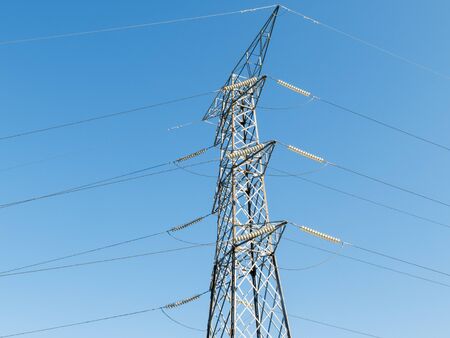 electric tower in the blue sky