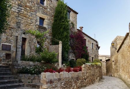 street of the ancient town in cataloniaのeditorial素材