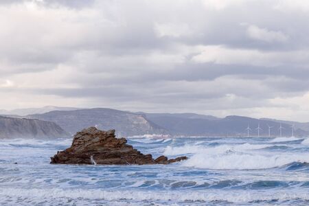 rocky beach in the basque countryの写真素材