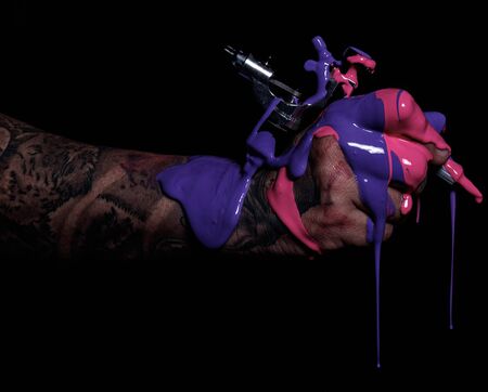 mixing inks in an tatto armの写真素材