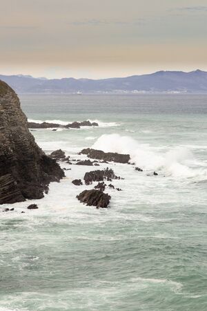 rocky beach in the basque country