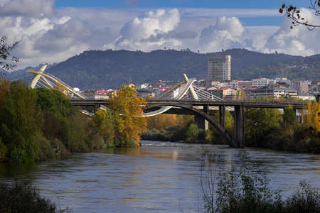 modern bridge in the city of ourenseの写真素材