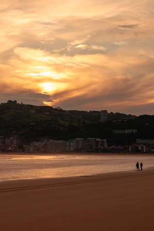 view of the beach at sunsetの写真素材