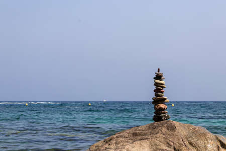 mediterranean sea on the coast of girona a blue summer dayの写真素材