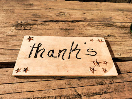 poster giving thanks written on rustic woodの写真素材