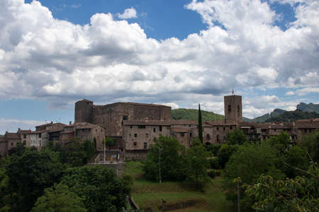 picturesque medieval village in the volcanic area of â€‹â€‹La Garrocha in the Spanish...