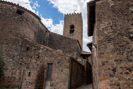 medieval village in the mountains of the province of Gironaの写真素材