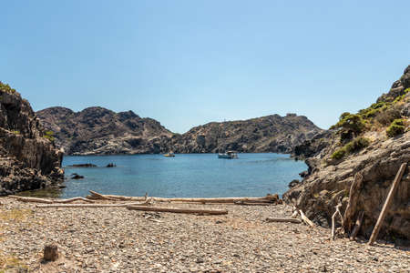 small cove on the costa brava totally empty on a sunny summer day