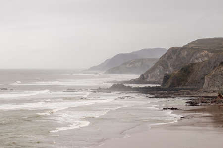 sopelana beach on the basque coast a cloudy winter dayの写真素材