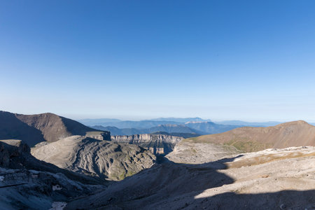high mountains in the pyrenees near the gap of rolandoの写真素材