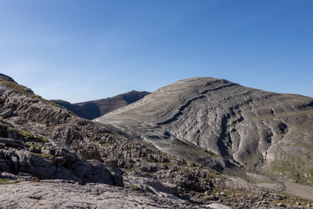 Mountains in the Pyrenees, Ordesa Valley National Park, Aragon, Huesca, Spain.の写真素材