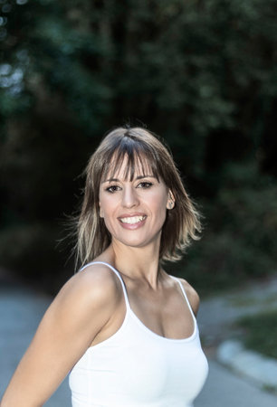 Close up of a woman smilingの写真素材