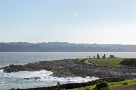 Menhirs park in A Coruna, Galicia, Spainの写真素材