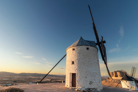 Windmills, cereal mills mythical Castile in Spain, Don Quixote,の写真素材